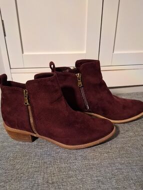 Women's Purple Suede Like Ankle Boots with Side Zippers